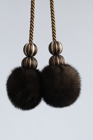 MINK POMPON TIEBACK DETAIL 