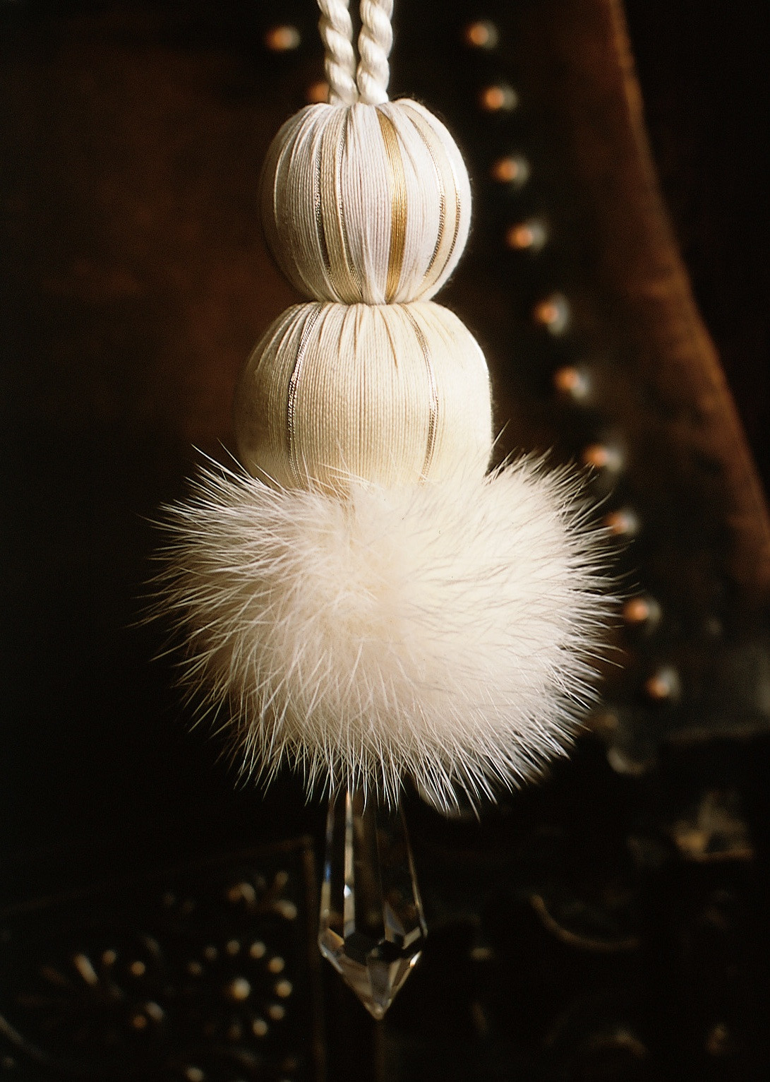 MINK AND CRYSTAL KEY TASSEL 