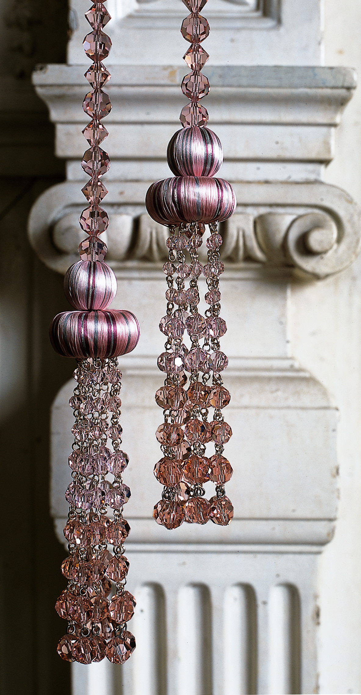 PINK ROSE DOUBLE CRYSTAL TIEBACK